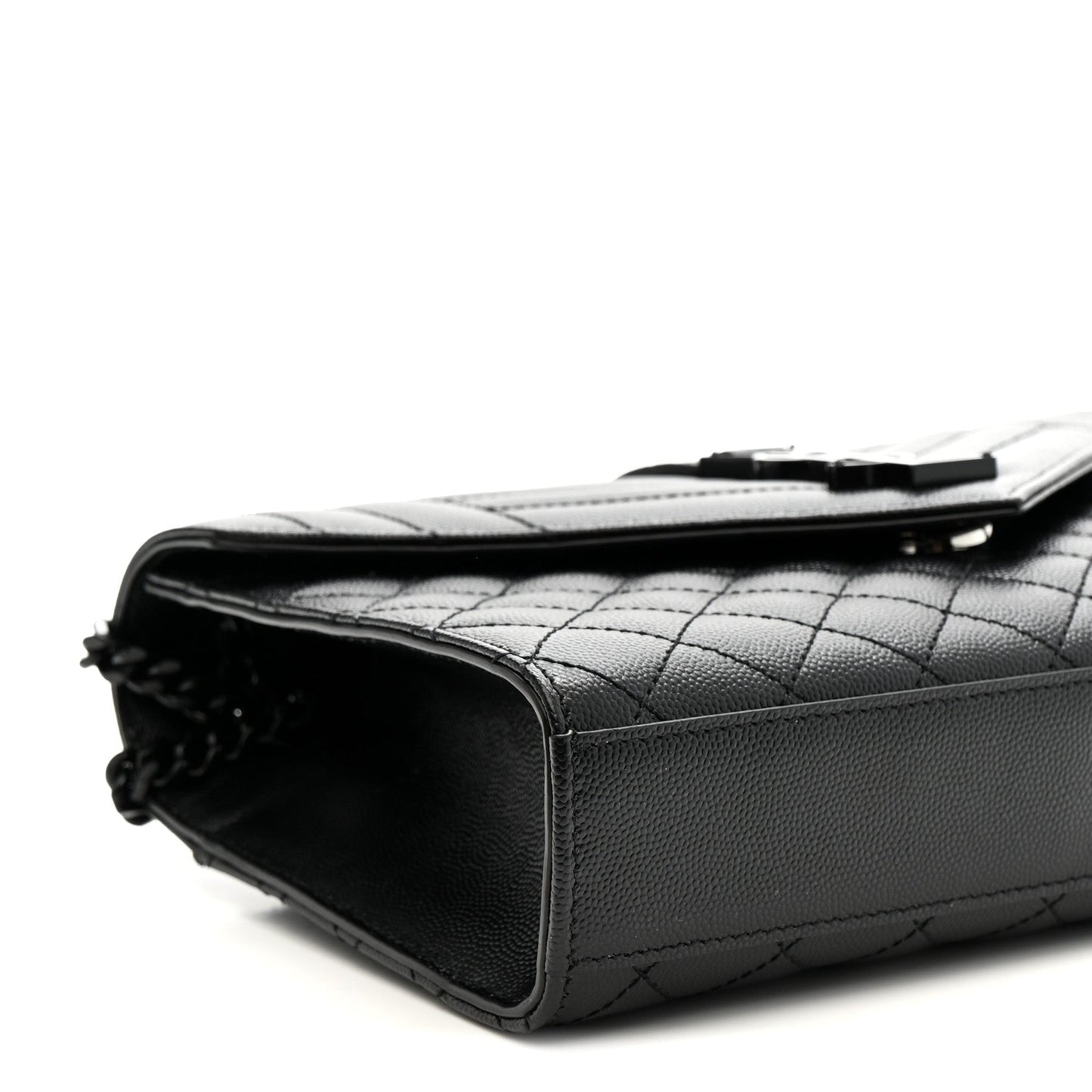Grain De Poudre Textured Mixed Matelasse Triquilt Medium Monogram Monochrome Satchel Black