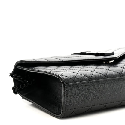 Grain De Poudre Textured Mixed Matelasse Triquilt Medium Monogram Monochrome Satchel Black