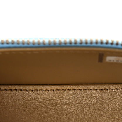 Lambskin Quilted Pearl Crush Mini Vanity Case With Chain Light Blue
