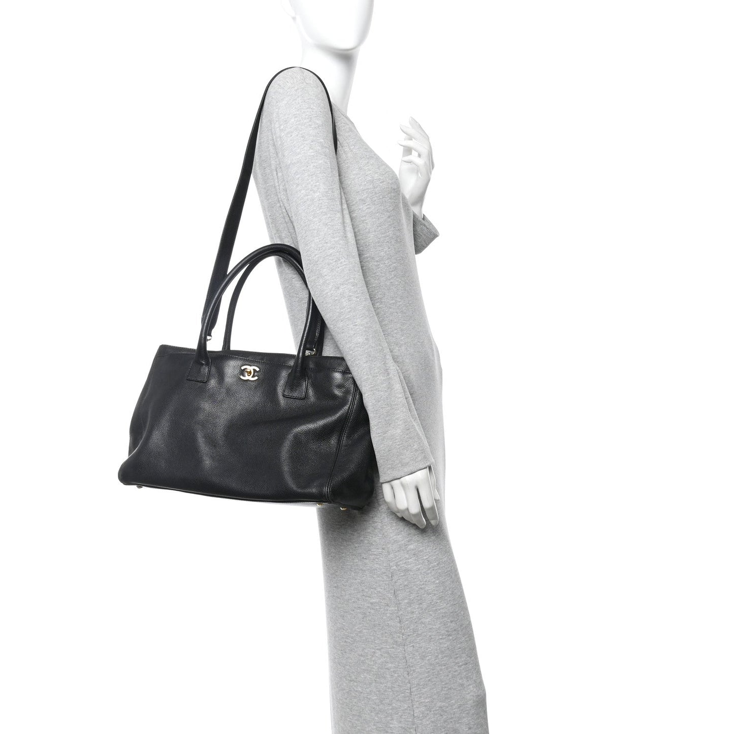 Calfskin Cerf Executive Shopper Tote Black