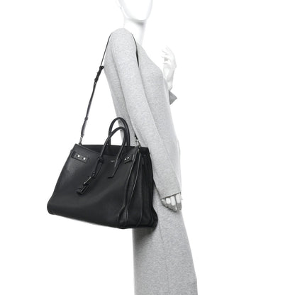 Grained Calfskin Large Souple Sac De Jour Black