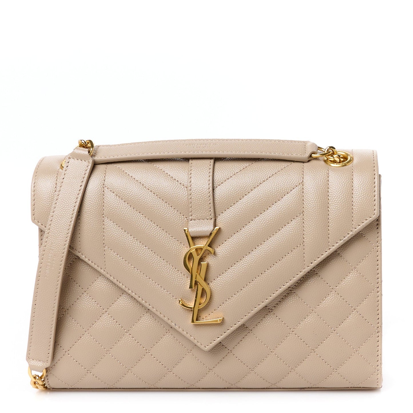 Grain De Poudre Textured Mixed Matelasse Medium Triquilt Monogram Satchel Dark Beige