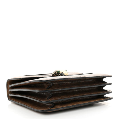 Shiny Karung Serpenti Forever Top Handle Brown