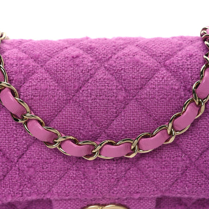 Tweed Quilted Mini Rectangular Flap Purple