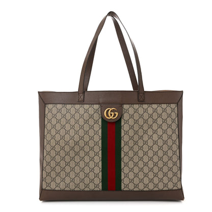 GG Supreme Monogram Web Ophidia Tote Brown