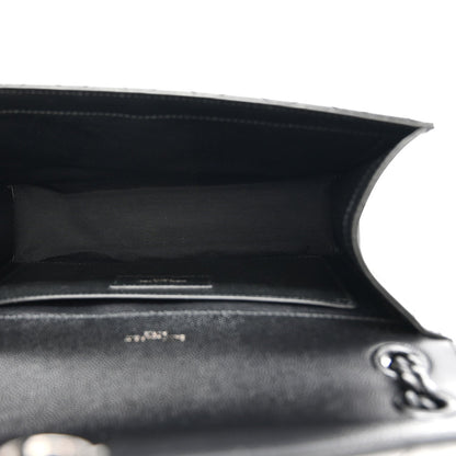 Grain De Poudre Textured Mixed Matelasse Triquilt Medium Monogram Monochrome Satchel Black