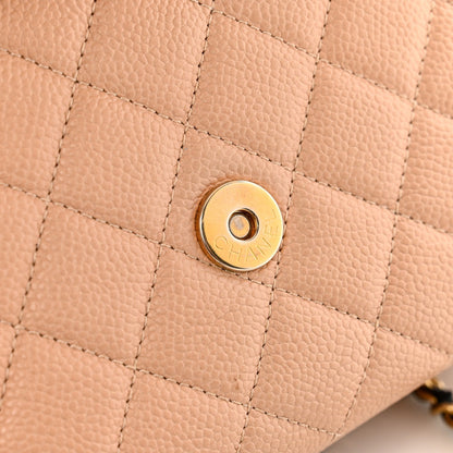 Caviar Quilted Small CC Filigree Flap Beige Black