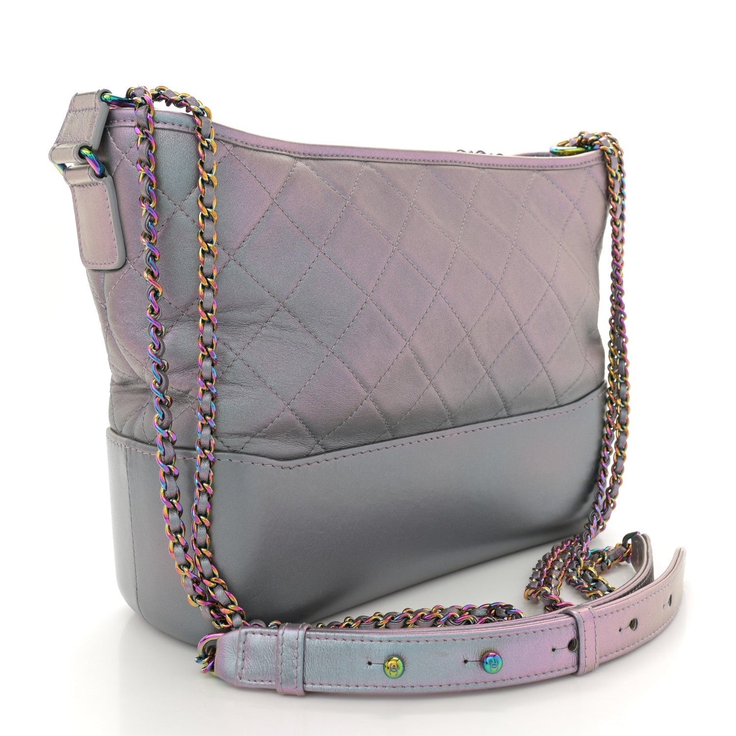 Iridescent Lambskin Calfskin Quilted Medium Gabrielle Hobo Light Purple