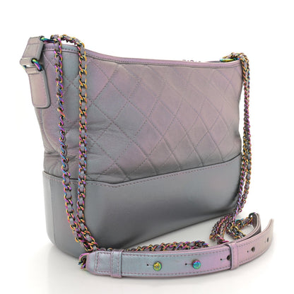 Iridescent Lambskin Calfskin Quilted Medium Gabrielle Hobo Light Purple