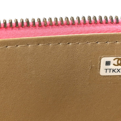 Patent Quilted Pearl Crush Small Vanity Case With Chain Neon Pink