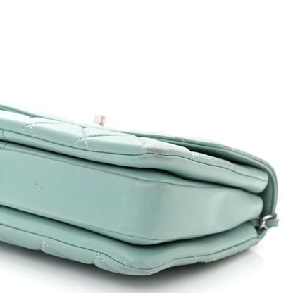 Lambskin Quilted Small Trendy CC Flap Dual Handle Bag Light Blue