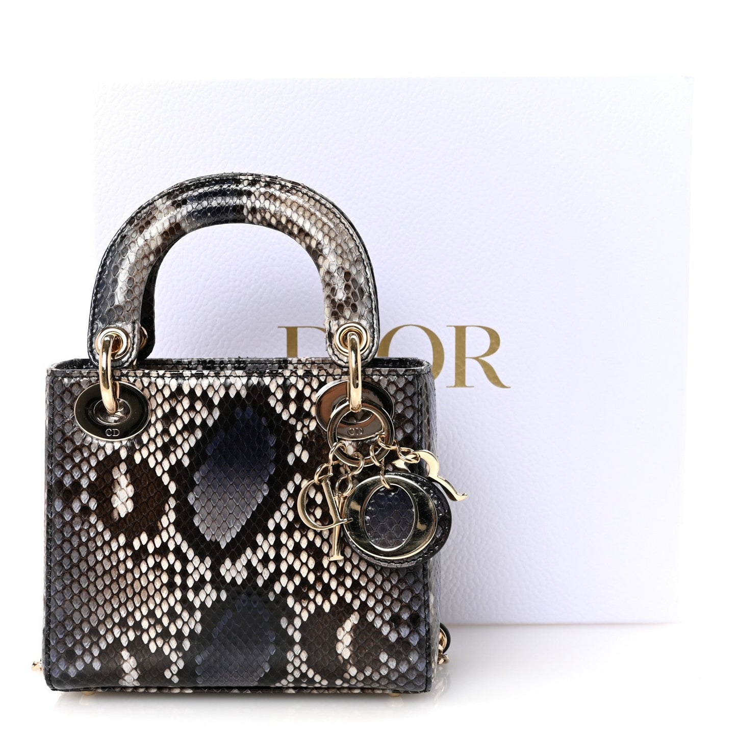 Snakeskin Mini Lady Dior Bleu Multicolor