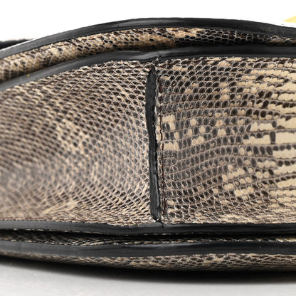 Lizard Medium Classic Box Flap Bag Natural