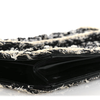 Tweed Patent Quilted Rectangular Flap Black White