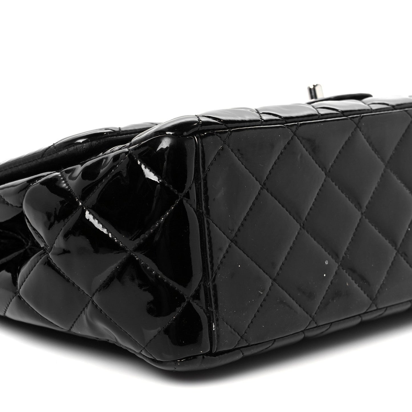 Patent Quilted Maxi Single Flap Black