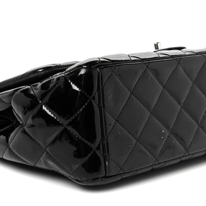 Patent Quilted Maxi Single Flap Black
