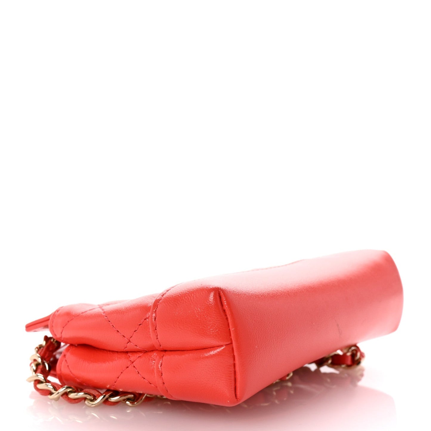 Shiny Lambskin Quilted Micro 31 Clutch With Chain Red