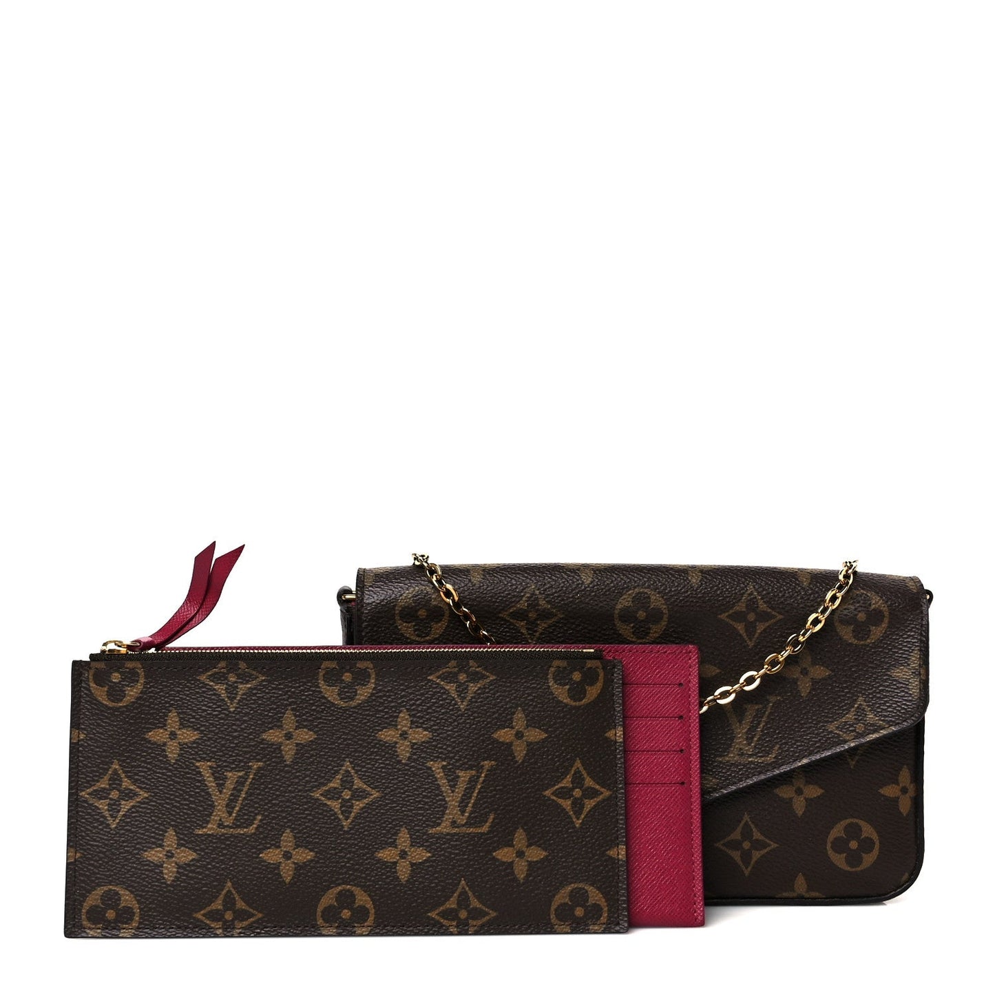 Monogram Pochette Felicie Chain Wallet Fuchsia