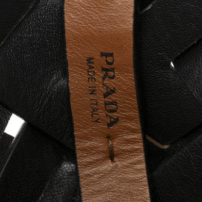 Vitello Intreccio Tress Bucket Bag Cognac Black