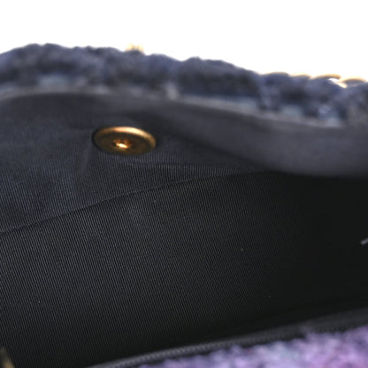 Shearling Tweed Quilted Mini Square Flap Bag Purple