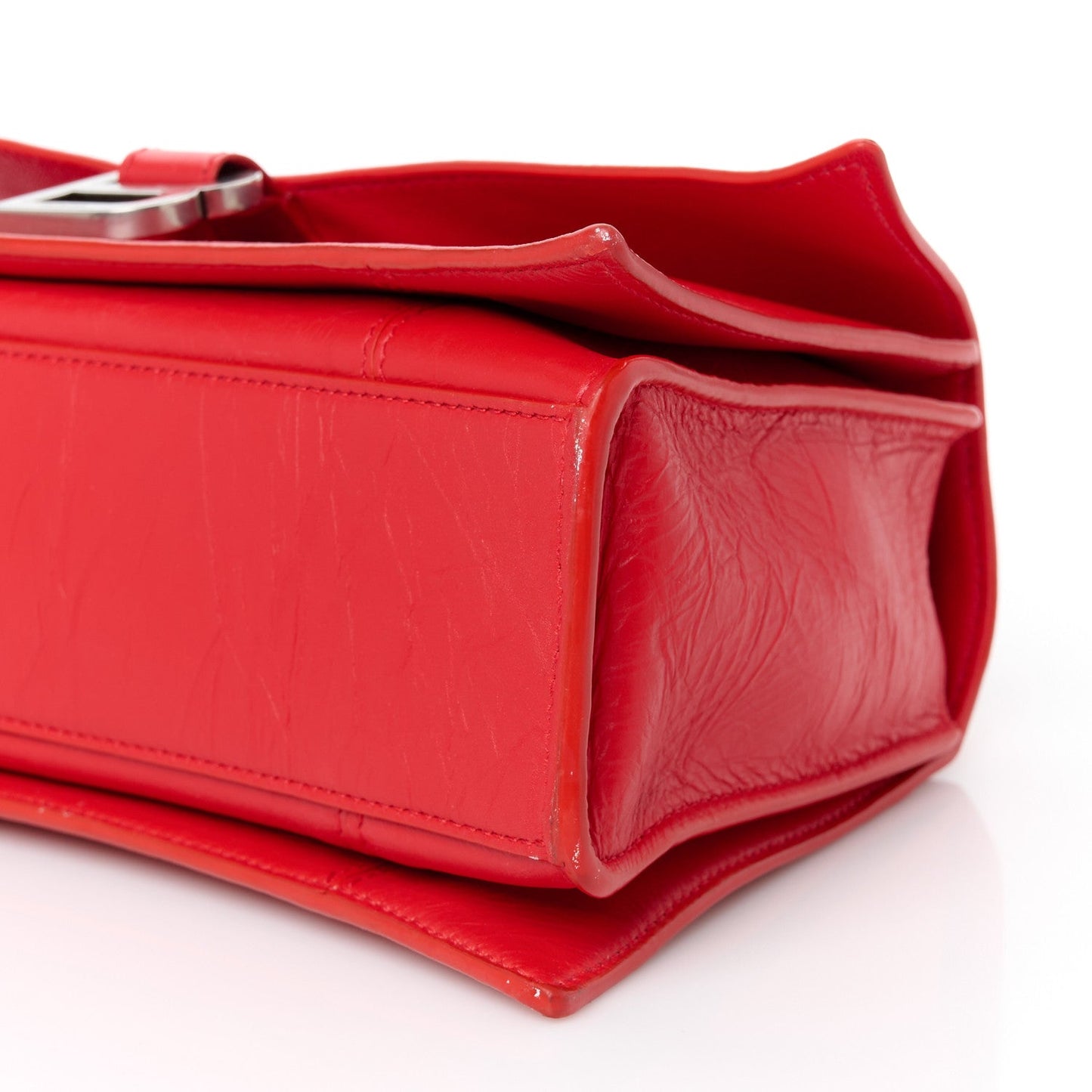 Arena Calfskin Small Crush Chain Bag Tomato Red
