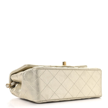 Metallic Lambskin Quilted Mini Rectangular Flap Gold