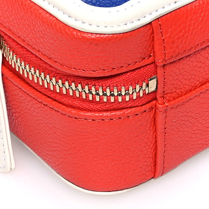 Caviar Quilted Small CC Filigree Vanity Case Blue White Red
