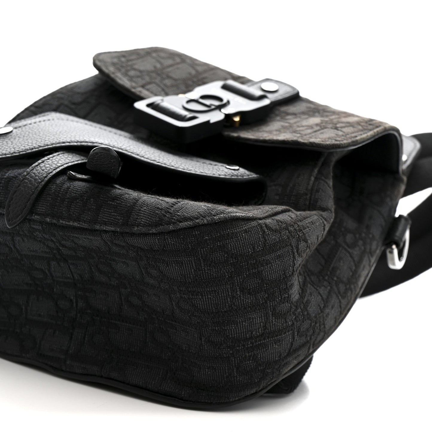 Oblique Jacquard Mini Saddle Backpack Black Blue