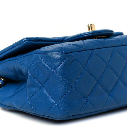 Lambskin Quilted Mini Pearl Crush Flap Blue