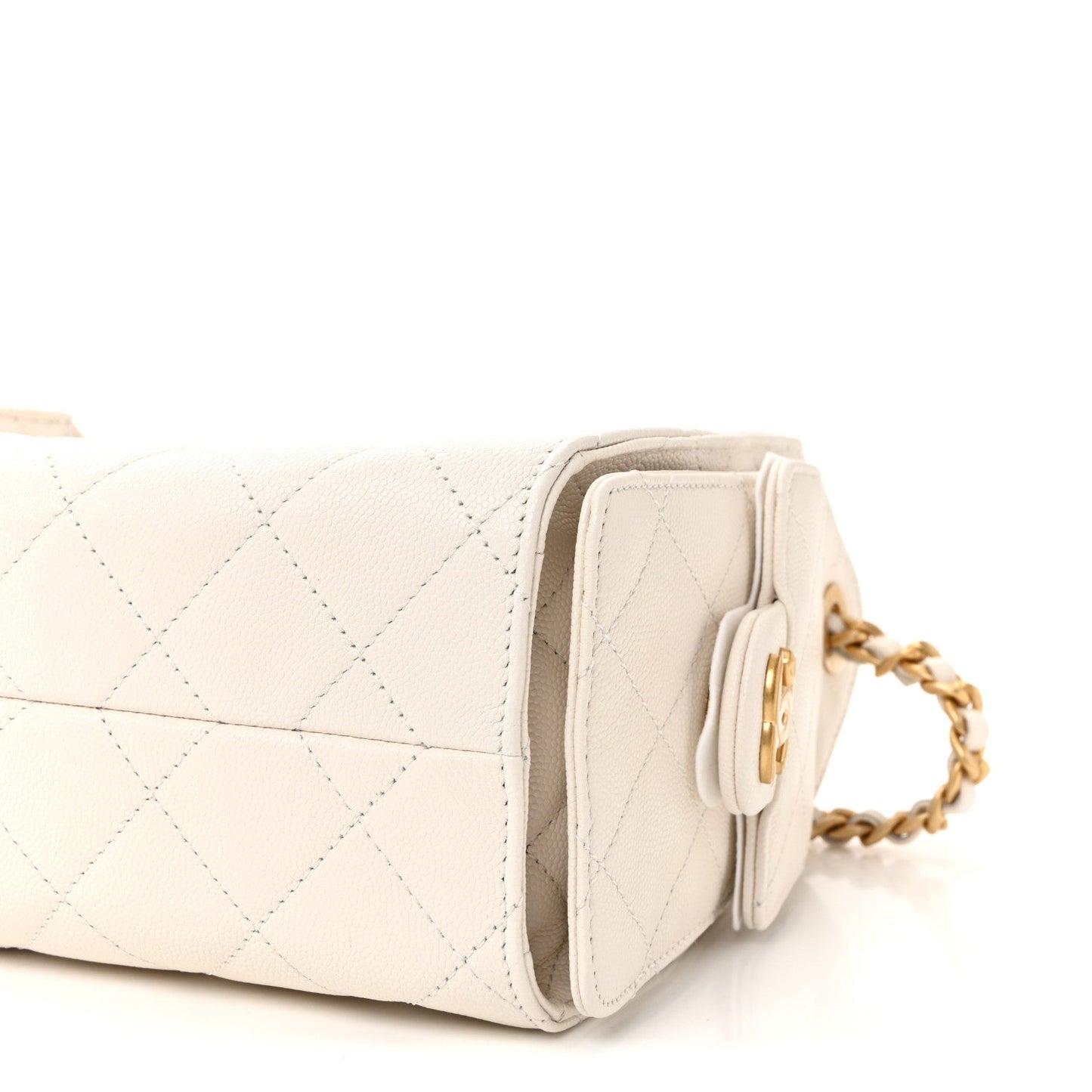 Caviar Quilted Mini Chanel 25 Handbag White