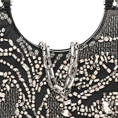 Lambskin Embellished Crystal Mini T-Bar Bag Black