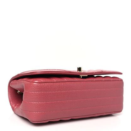 Calfskin Chevron Quilted Mini Statement Flap Pink