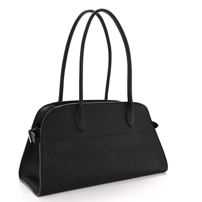 Matte Grained Calfskin Margaux Shoulder 12 Black