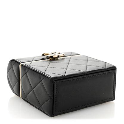 Lambskin Quilted Small Box With Chain Black