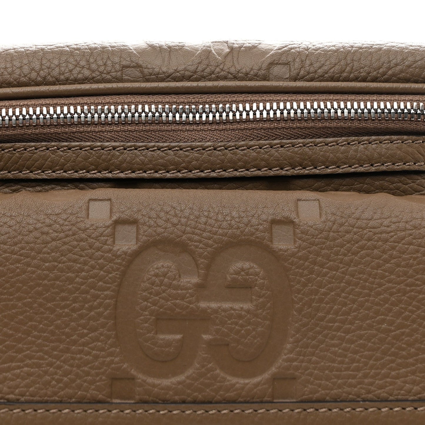 Piuma Calfskin Jumbo GG Embossed Pocket Belt Bag Good Taupe