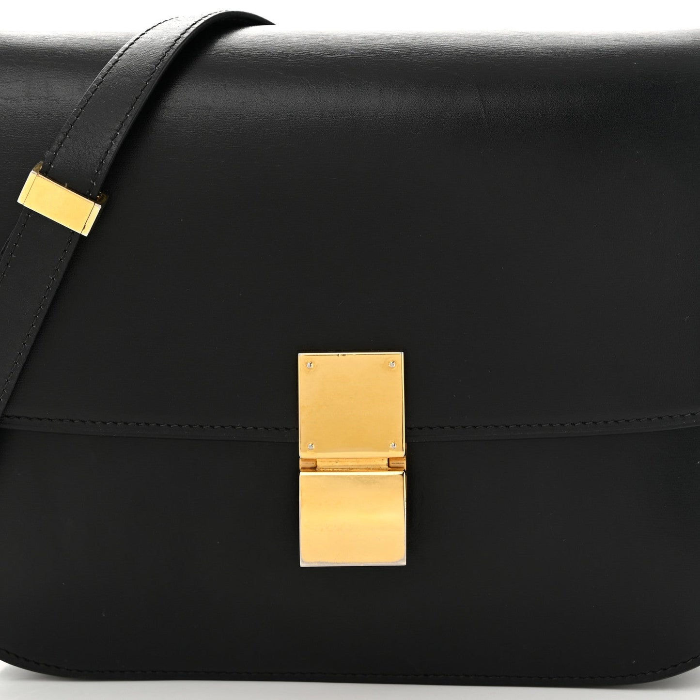 Box Calfskin Medium Classic Box Flap Bag Black