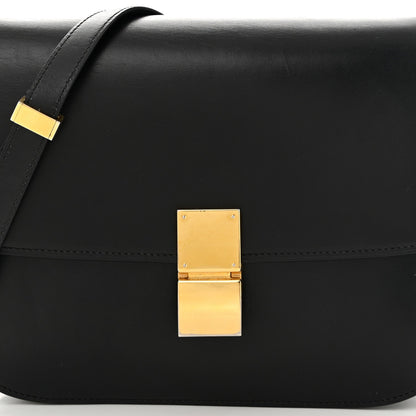 Box Calfskin Medium Classic Box Flap Bag Black
