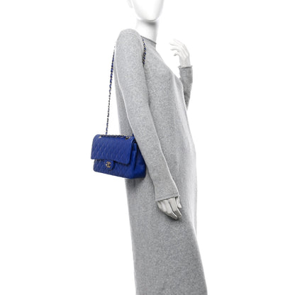 Lambskin Quilted Medium Double Flap Blue