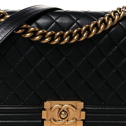 Lambskin Quilted Medium Boy Flap Black