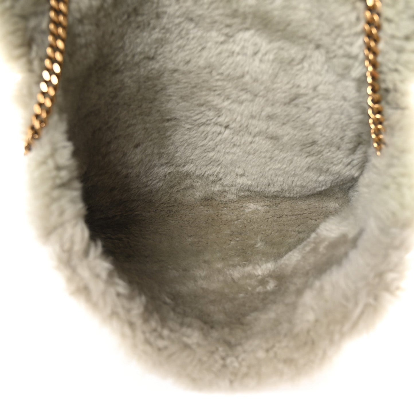 Shearling Calfskin Medium Reversible Monogram Kate Satchel Grey