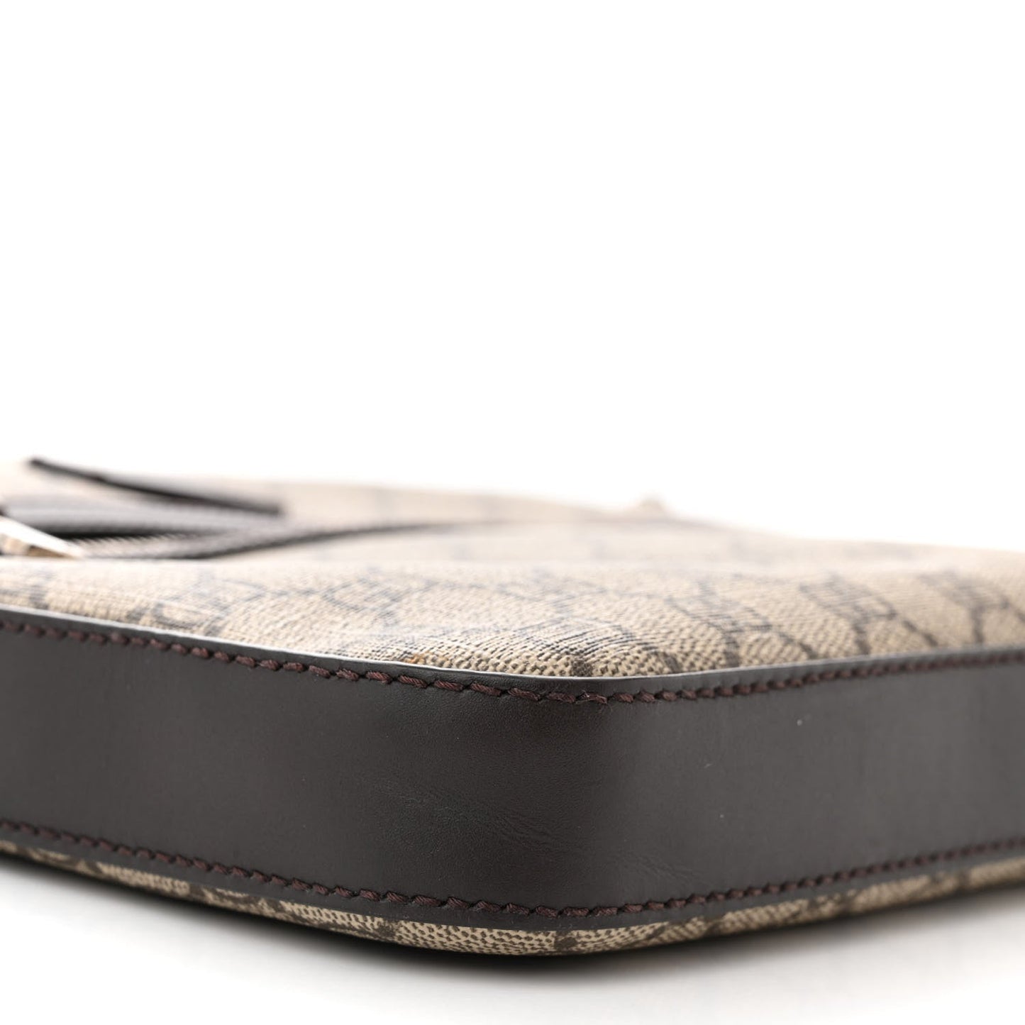 GG Supreme Monogram Selleria Calfskin Small Flat Messenger Bag Beige Ebony Cocoa Marrone Scuro