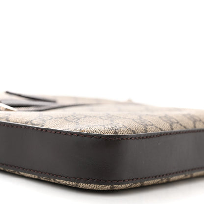 GG Supreme Monogram Selleria Calfskin Small Flat Messenger Bag Beige Ebony Cocoa Marrone Scuro