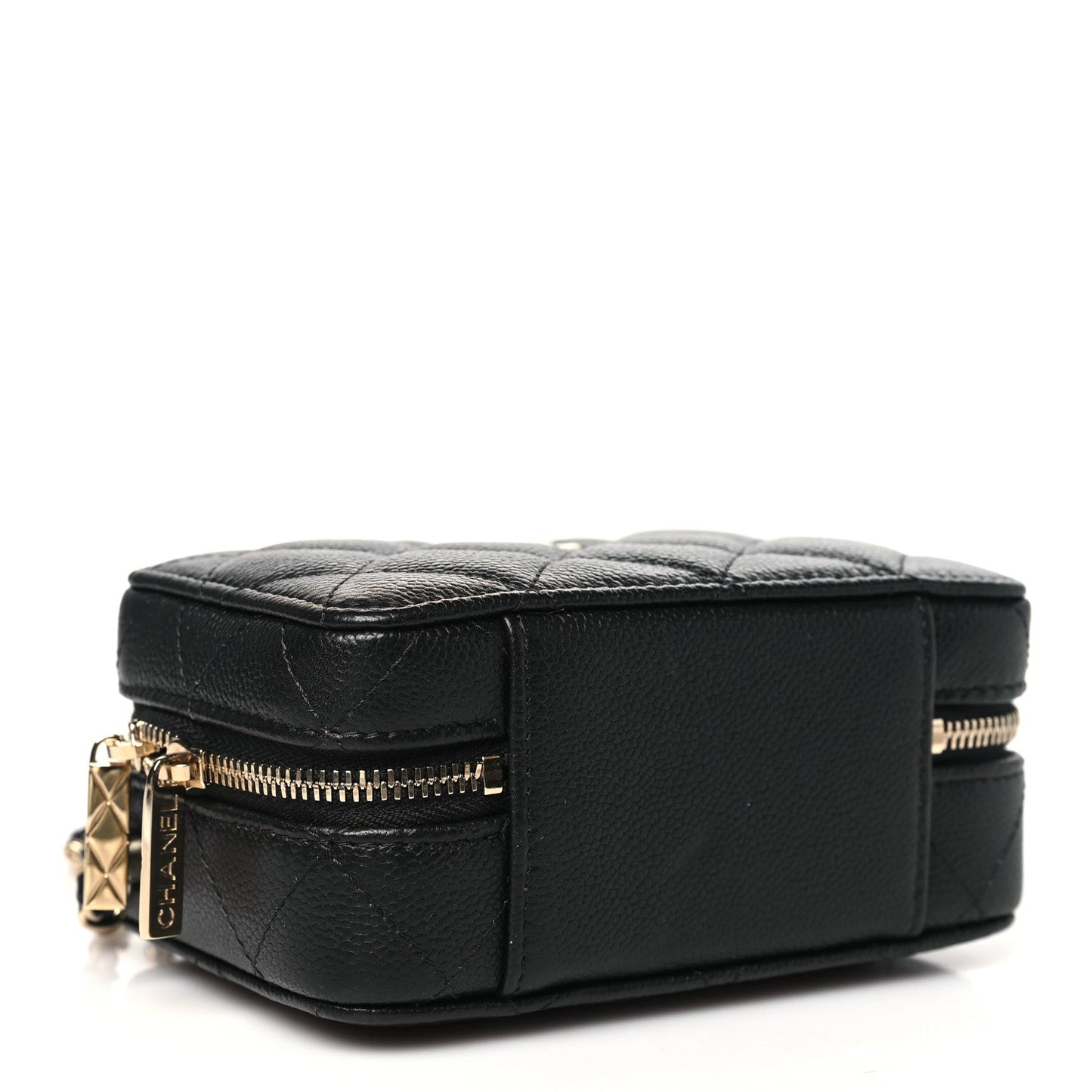 Caviar Quilted Small Top Handle Vanity Case Black