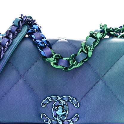 Tie Dye Calfskin Quilted Medium Chanel 19 Flap Blue Purple