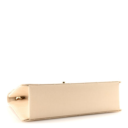 Caviar Stitch Medium Single Flap Beige Clair