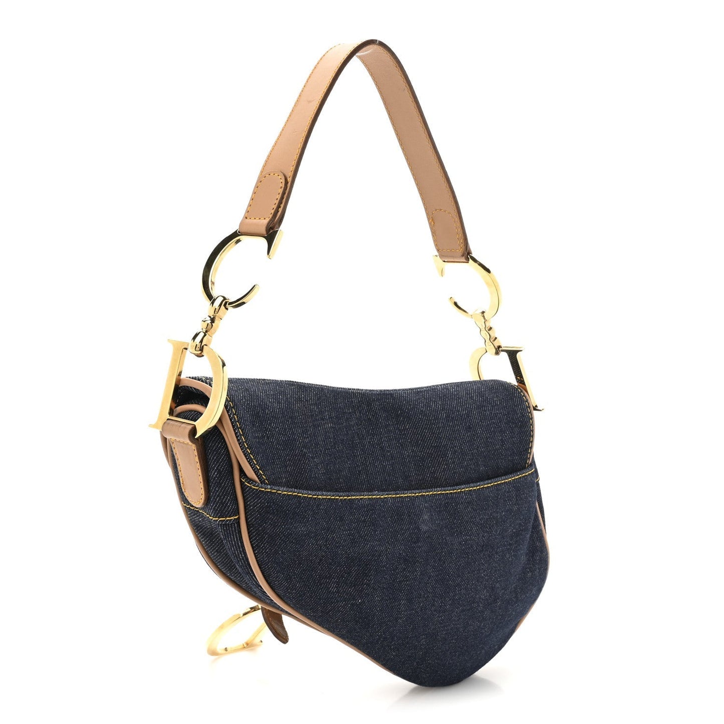Denim Calfskin Saddle Bag Blue