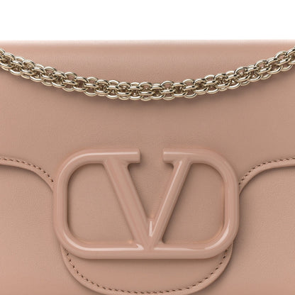 Calfskin Enamel Vlogo Loco Shoulder Bag Rose Cannelle