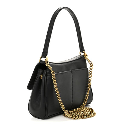 Natural Smooth Calfskin Nano Rodeo Top Handle Handbag Black