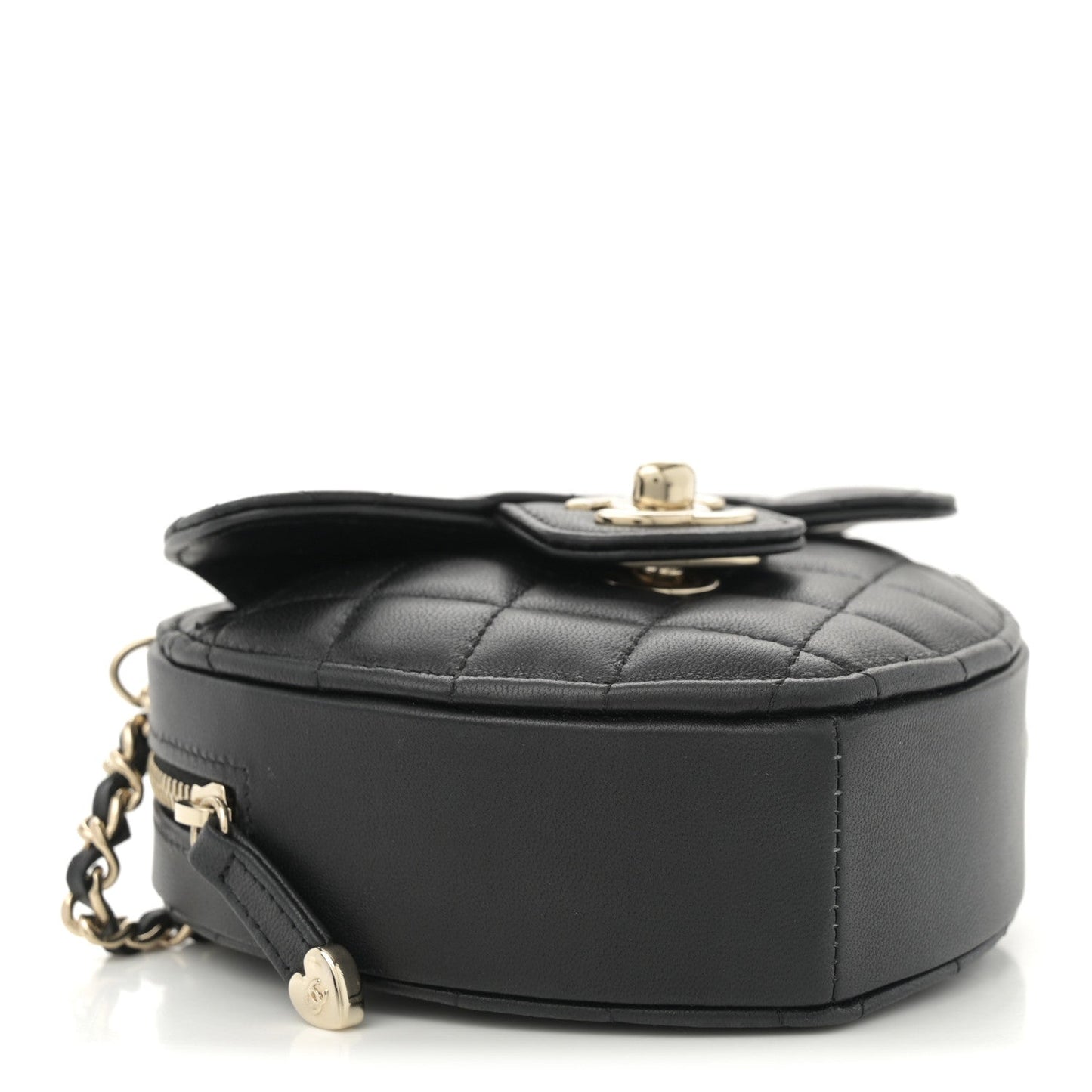 Lambskin Quilted CC In Love Heart Clutch With Chain  Black