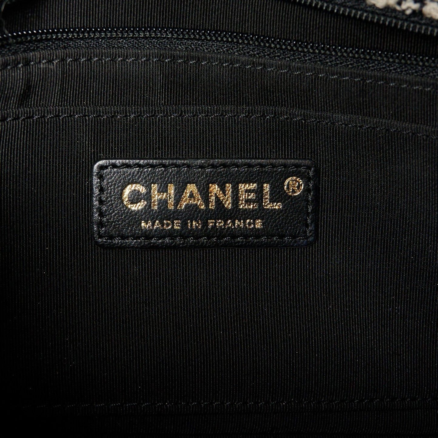 Shearling Sheepskin Tweed Quilted Single Flap Black